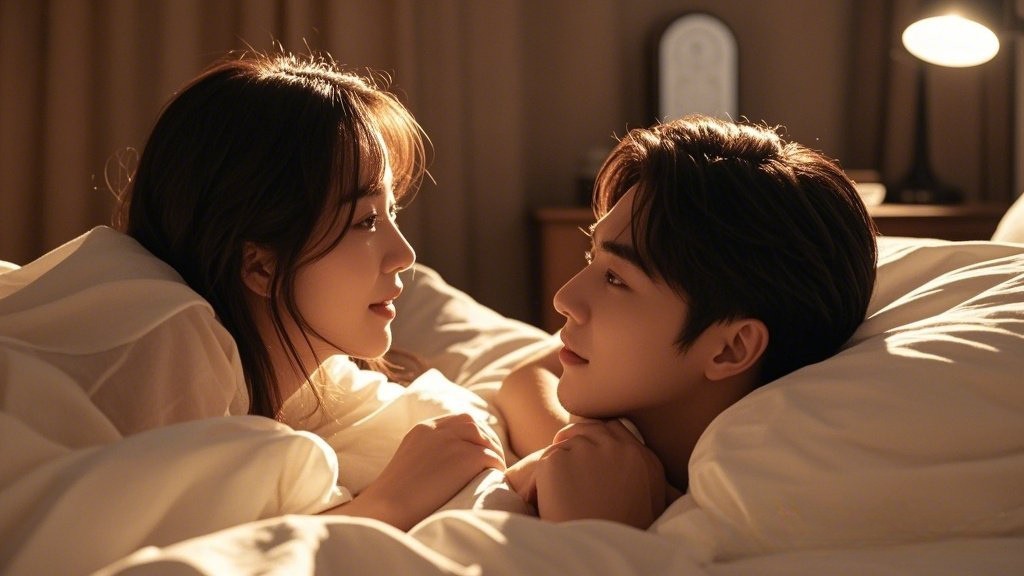 Couple talking openly in a cozy, intimate setting