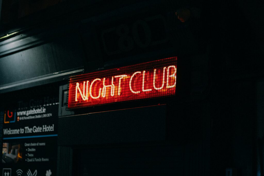 Night Club signage in the wall