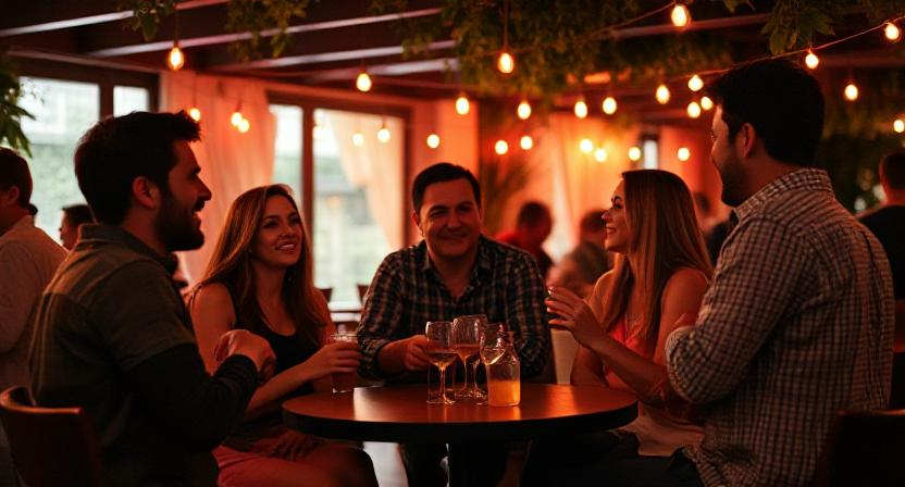 Group of people socializing in an intimate setting