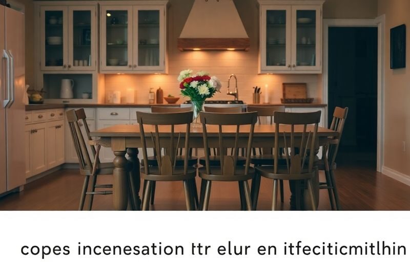 A cozy kitchen table with chairs and flowers.