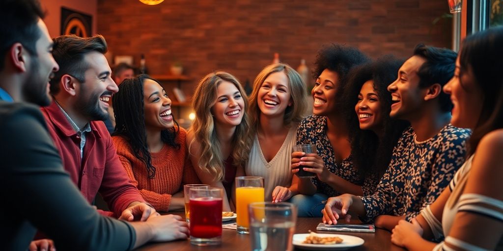 A diverse group of friends enjoying a casual gathering.