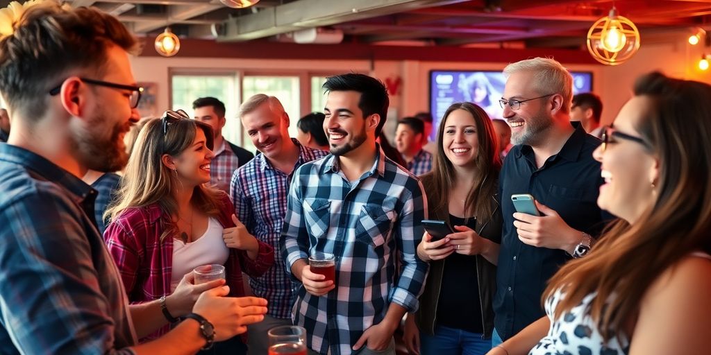 A group of adults enjoying a lively social gathering.