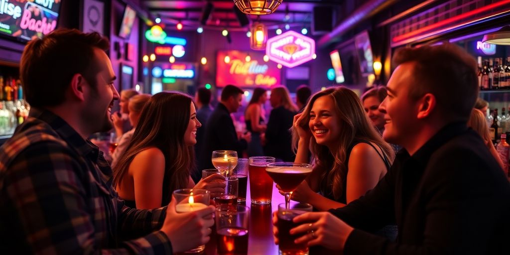 Couples enjoying a lively night out in Baltimore.