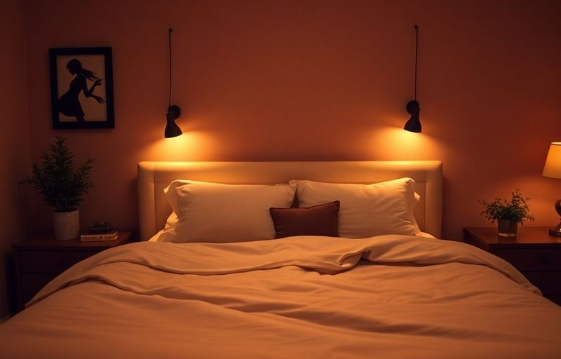 Cozy bedroom setting with intimate lighting and decor.