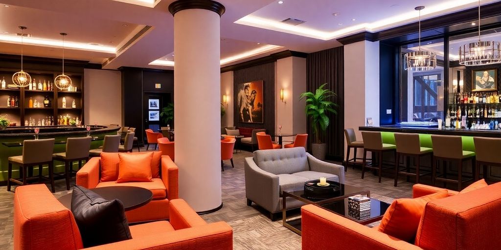 Cozy lounge with plush seating and ambient lighting at Colette.