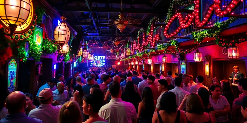 Crowd dancing in a lively New Orleans venue.