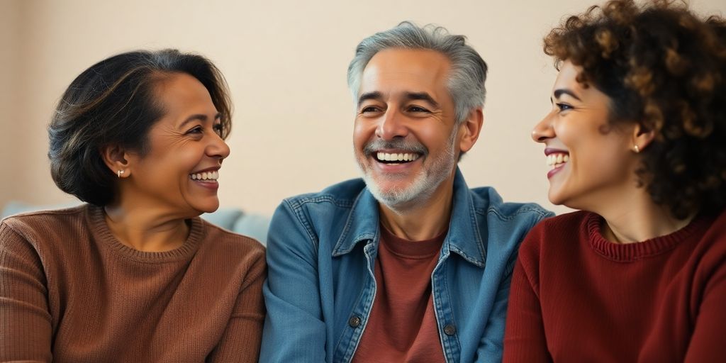 Diverse friends sharing a warm, supportive conversation together.