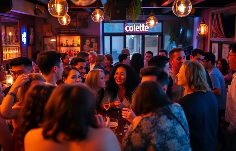 Diverse group enjoying drinks in a cozy bar.