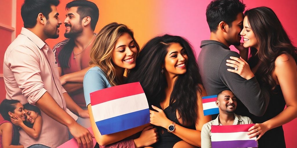 Diverse individuals celebrating love and connection in harmony.