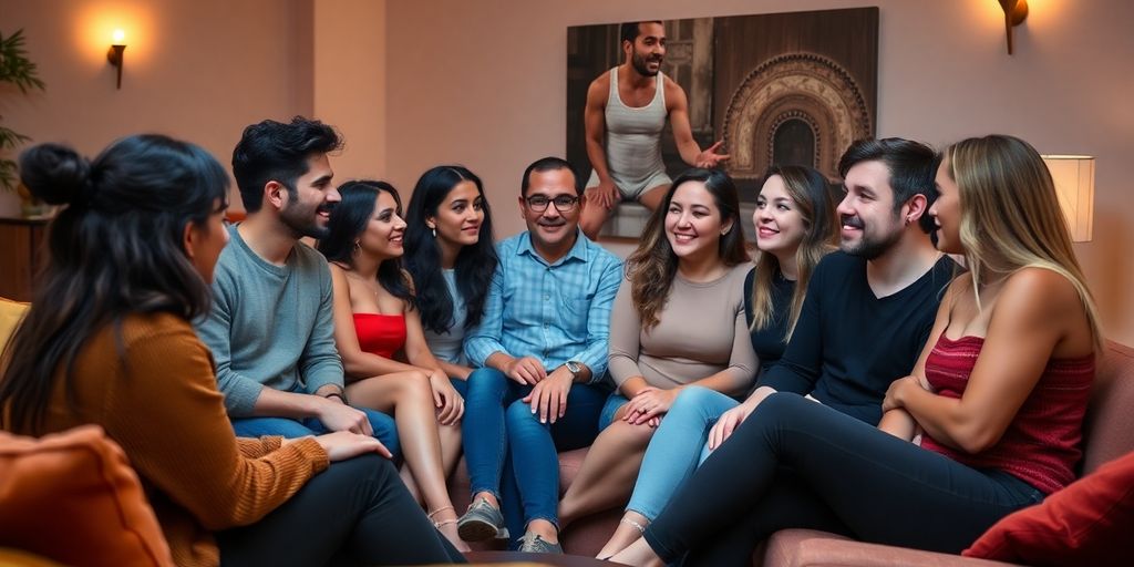 Diverse individuals sharing support in an inclusive environment.