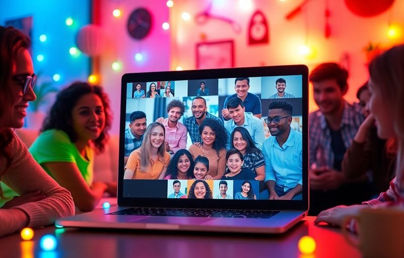 Diverse people interacting online in a vibrant digital community.