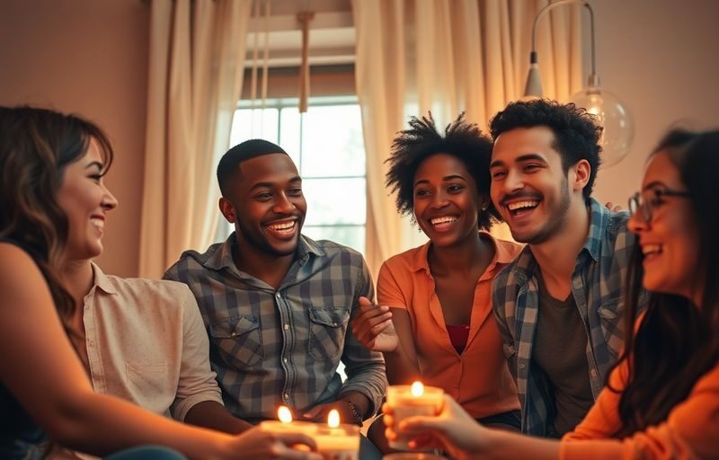Four friends enjoying a playful and intimate group moment.