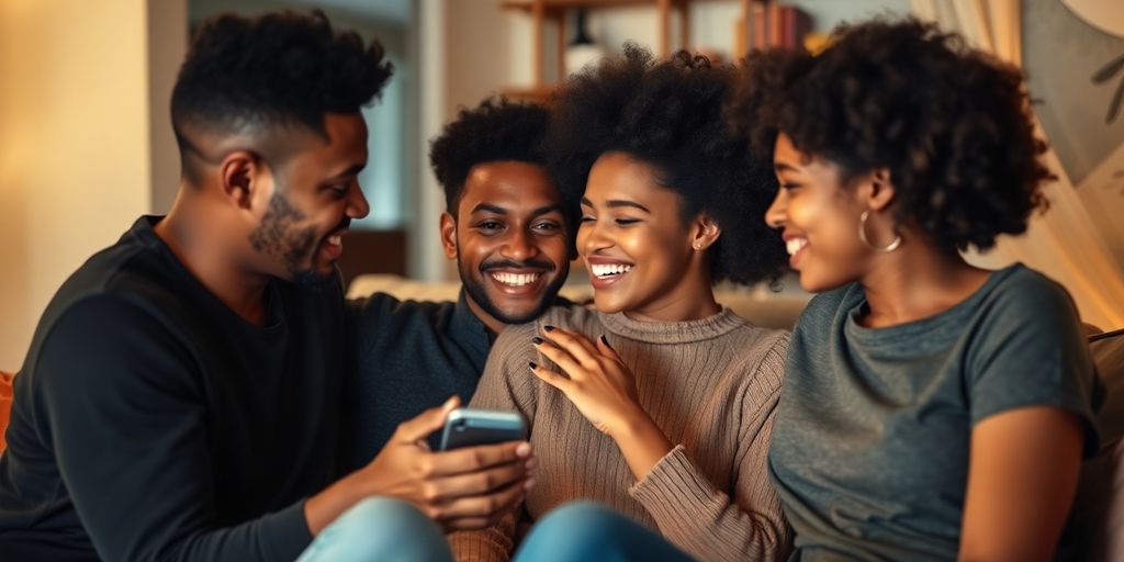 Four people in a cozy and intimate setting.