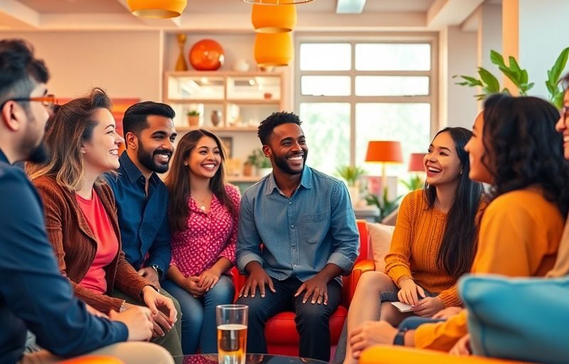 Group of diverse people enjoying a social gathering.