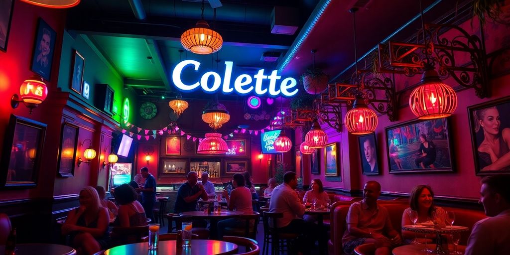 Interior of Colette in New Orleans, lively and colorful.