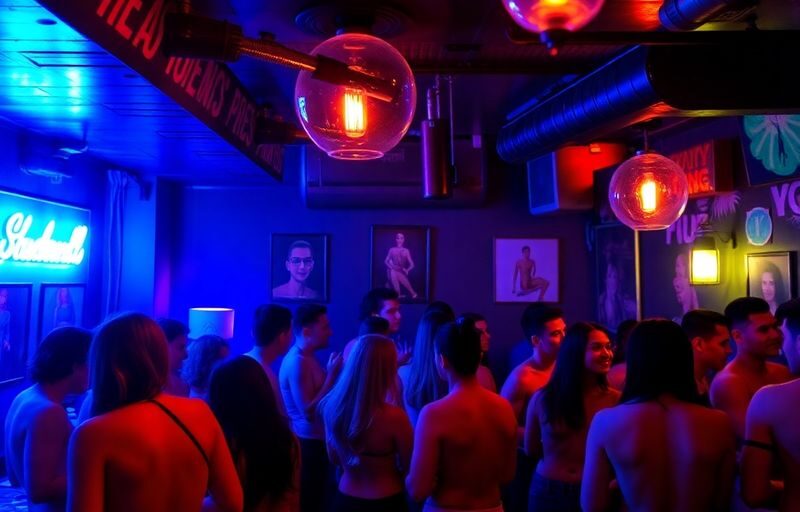 Interior of a lively LGBTQ+ sex club in Baltimore.