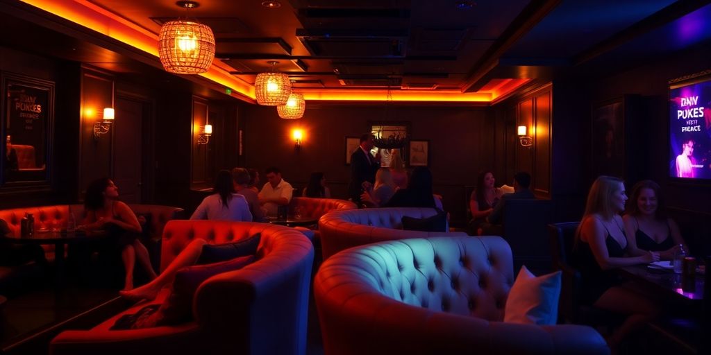 Intimate interior of a Baltimore sex club.