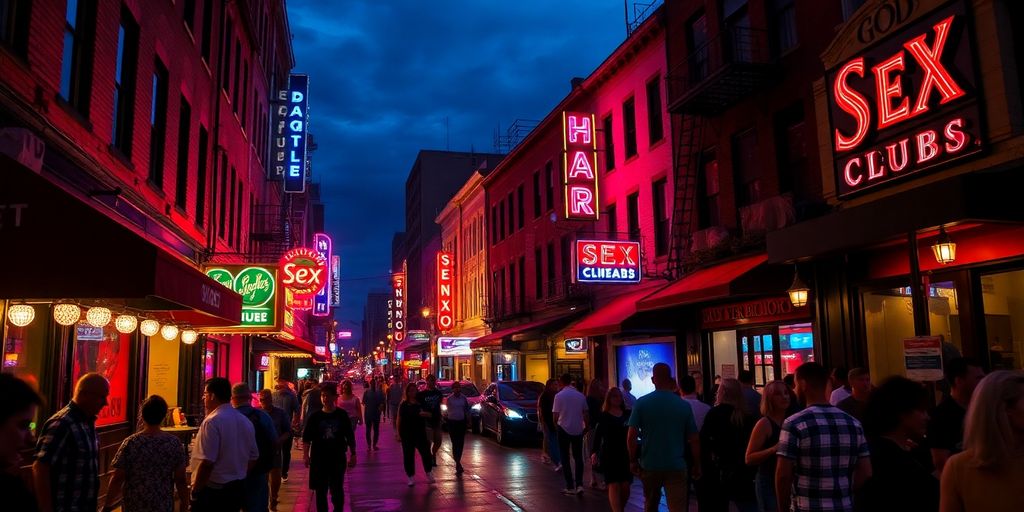 Nightlife scene of Baltimore's sex clubs and streets.