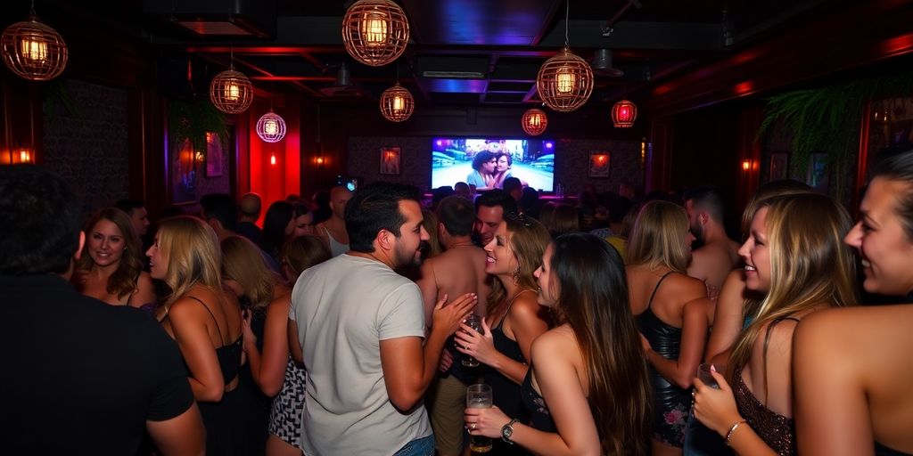 People enjoying a lively night at a Baltimore sex club.