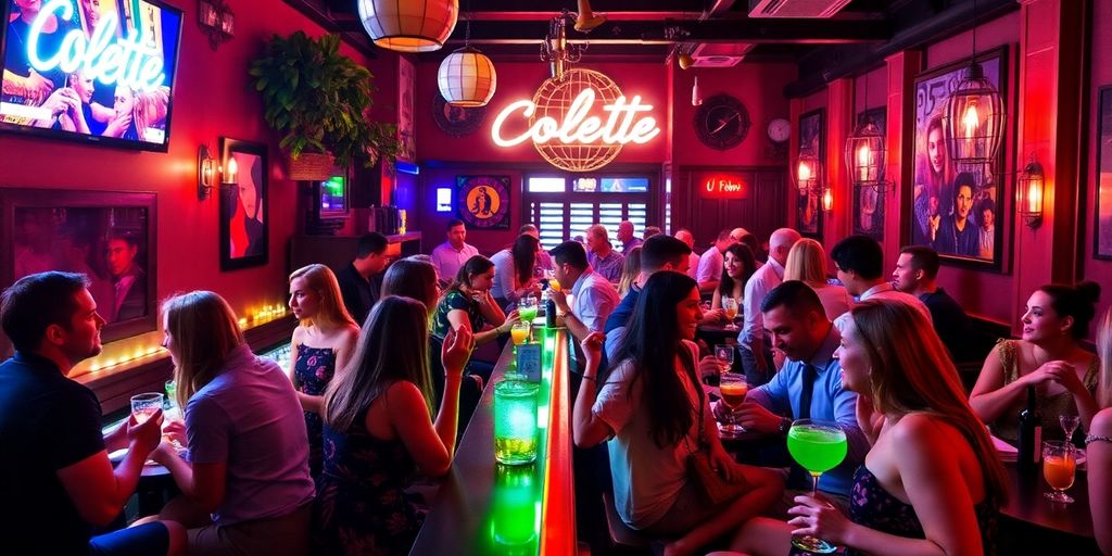 People socializing at Colette, a bustling lifestyle club.