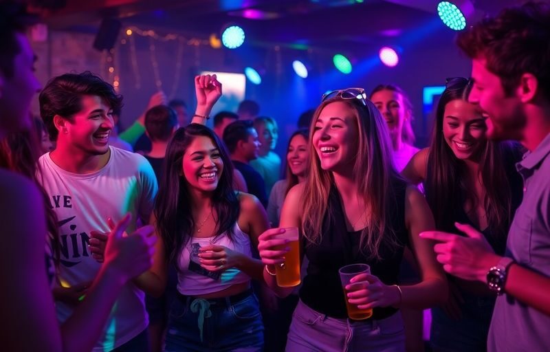 Young adults enjoying a lively swinger party scene.