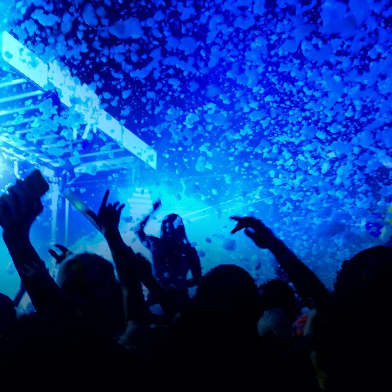 Blue lights with foam