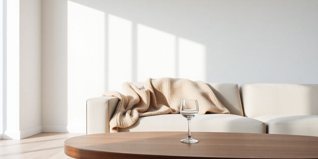 Clean, uncluttered room with subtle sensual elements.