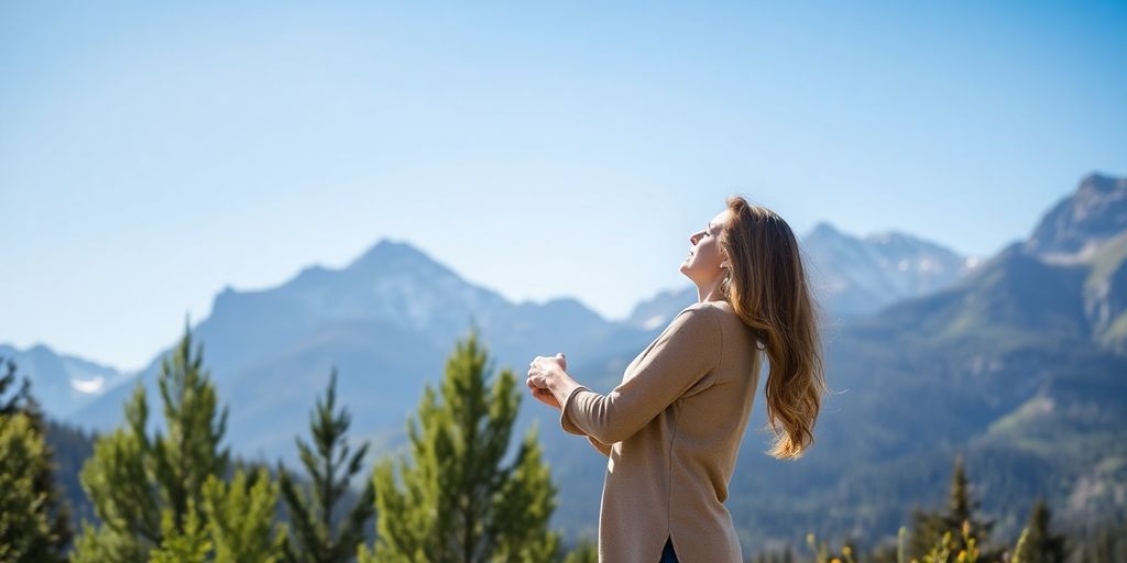 Couple embracing, Colorado mountain landscape.