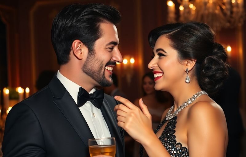 Couple flirting at a swinger party