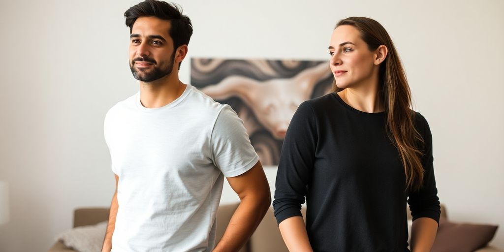 Couple with a subtle visual space between them.