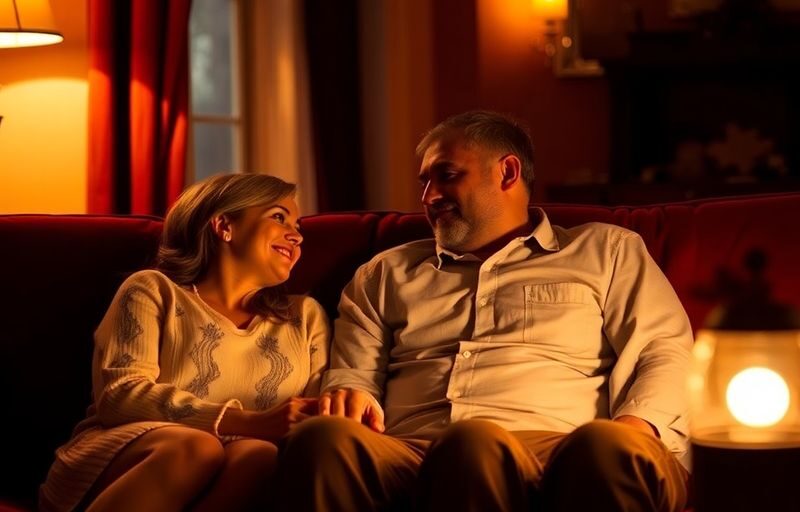 Couples connecting, soft light, warm, inviting colors.