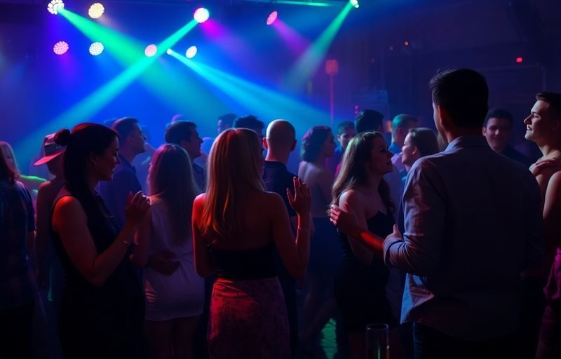 Couples dancing under dim lights at a San Antonio club.