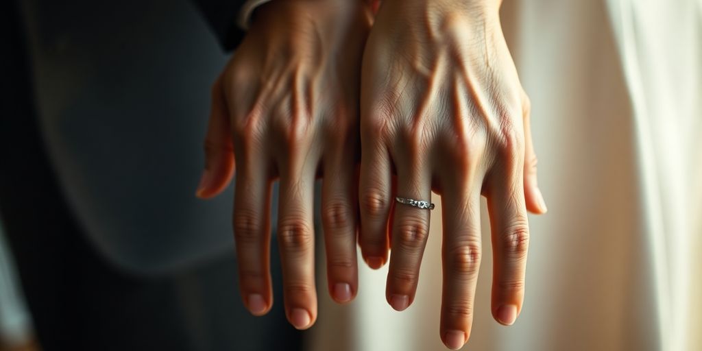 Couples' hands intertwined, a simple, elegant embrace.