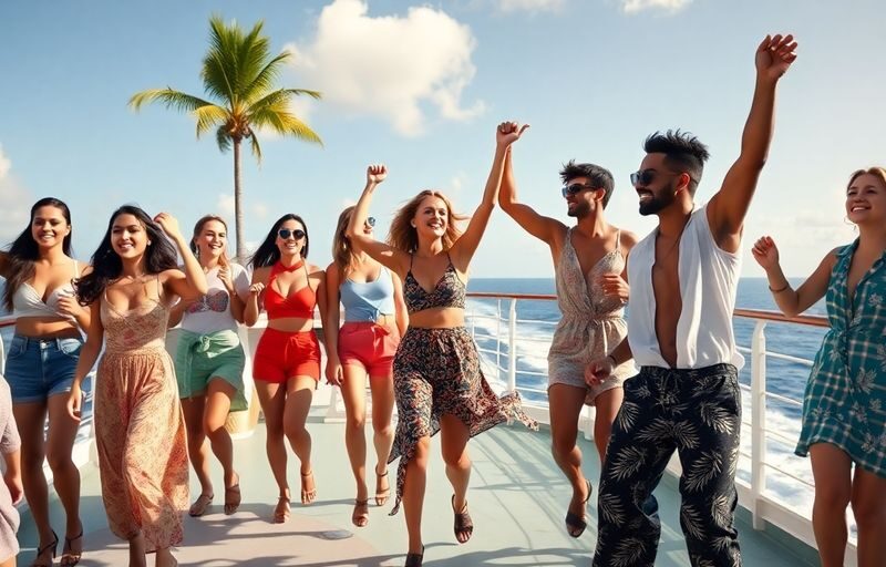 Millennials dancing on a cruise ship.