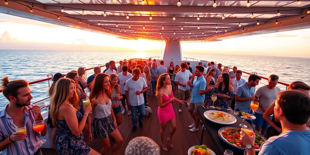 Millennials on cruise, diverse activities.