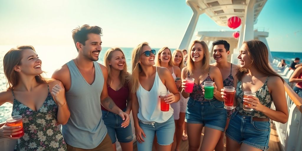 Millennials on cruise, party atmosphere