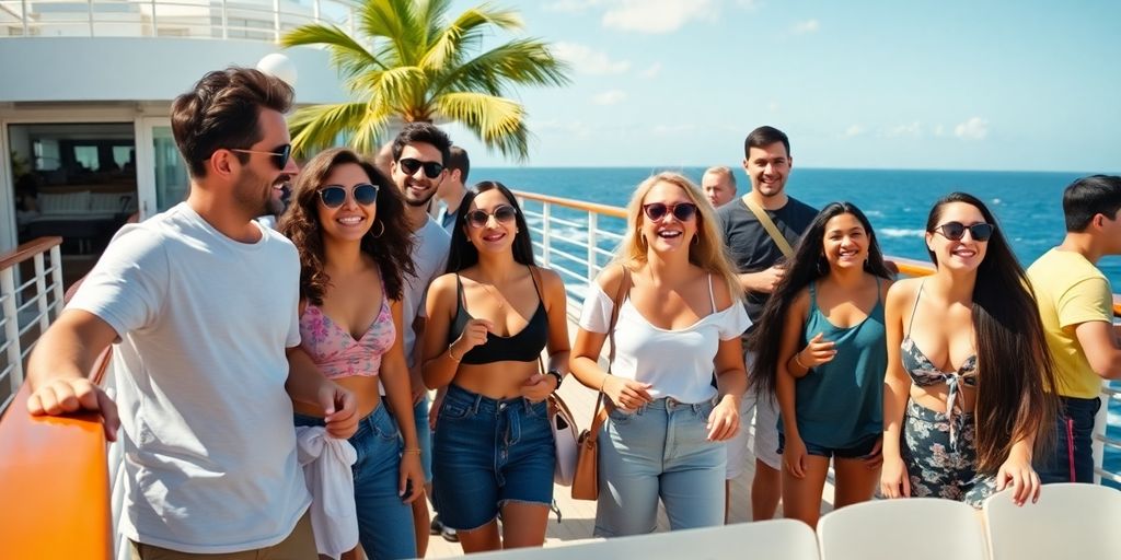 Millennials relaxing on a cruise deck.
