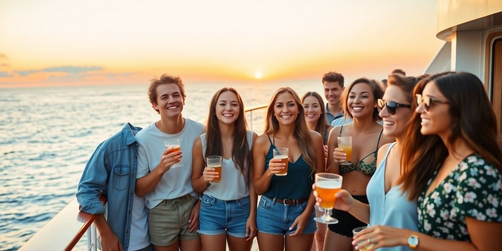 Millennials relaxing on a cruise ship.