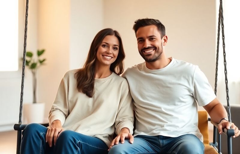 Minimalist couple, swinging gently