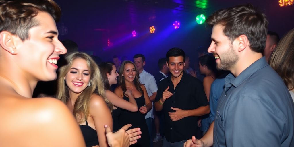 People dancing at a lively club.