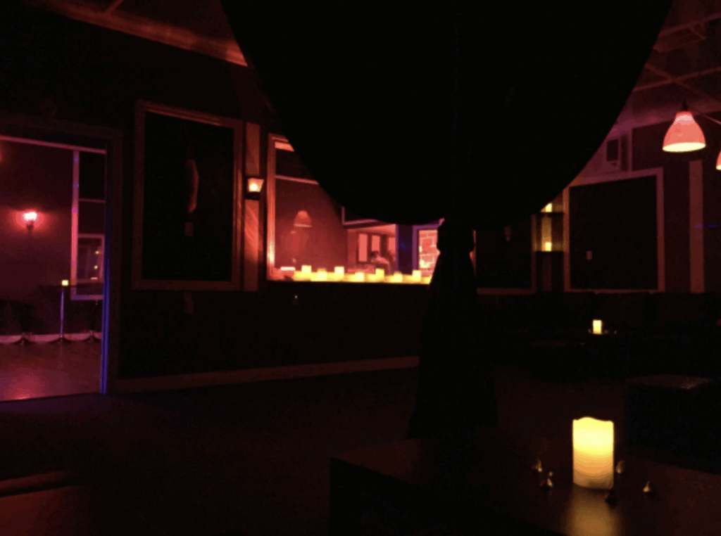 Dark room with lamps