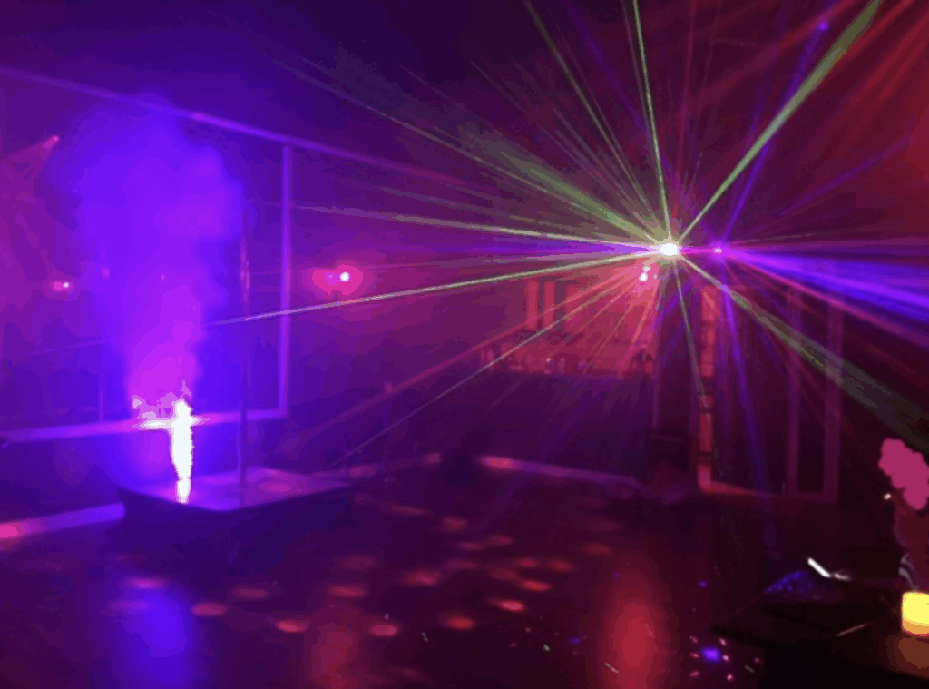 Club stage with smoke and lights