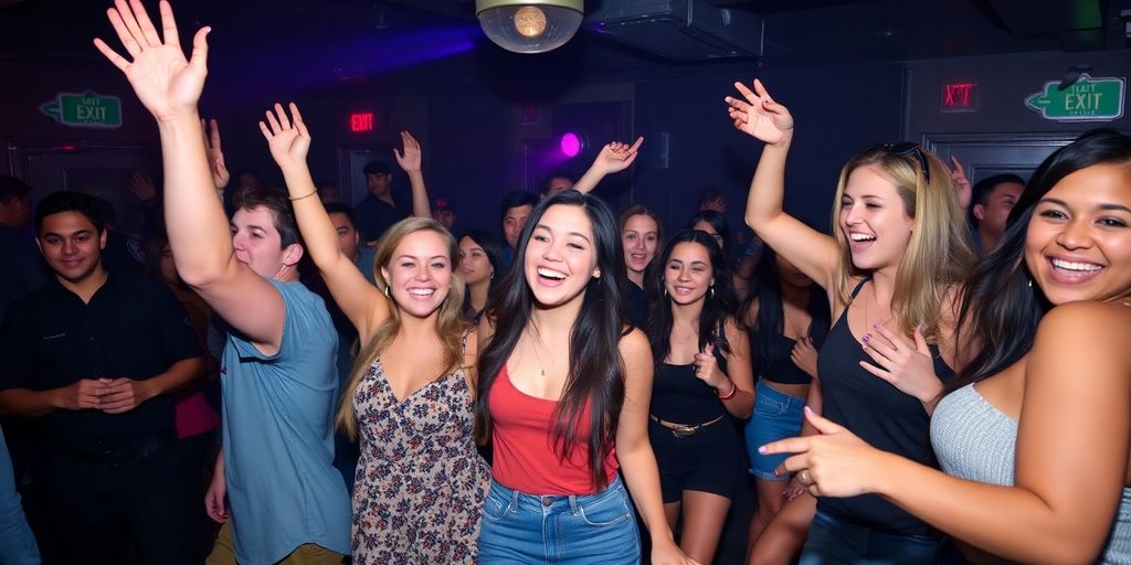 Students dancing safely in a club.