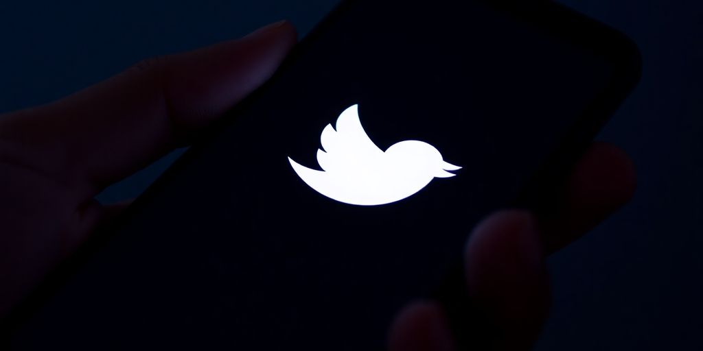 Twitter logo on a phone screen.