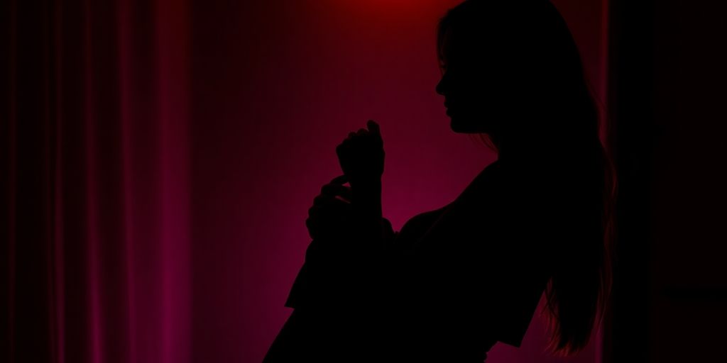 Woman's silhouette, seductive, soft light.