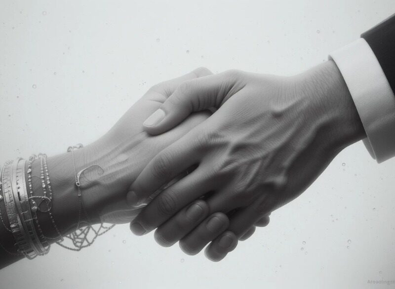 Two people's hands intertwined, reflecting intimacy and connection.