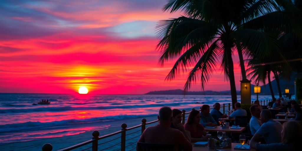 Sunset beach dining at Pineapple Willy's
