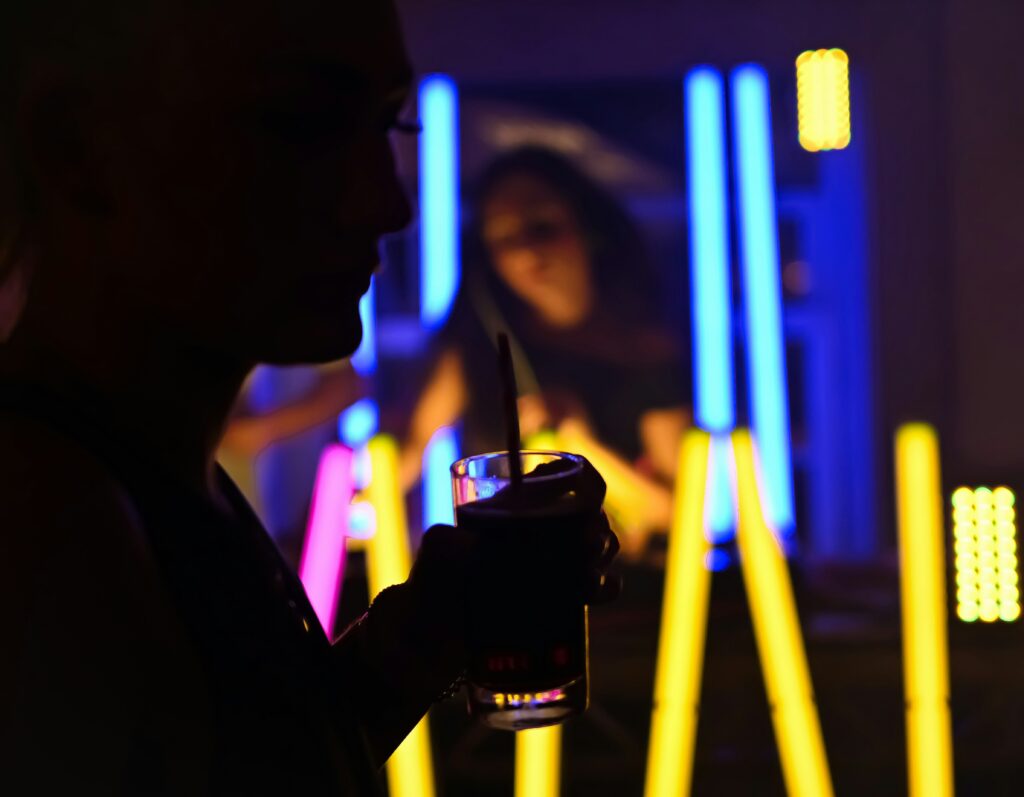 Woman holding a glass