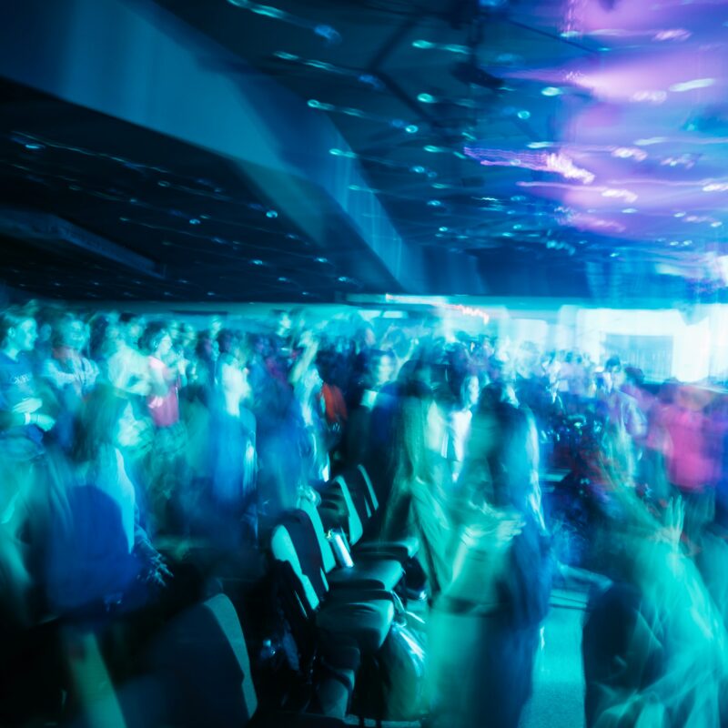 People in the concert standing