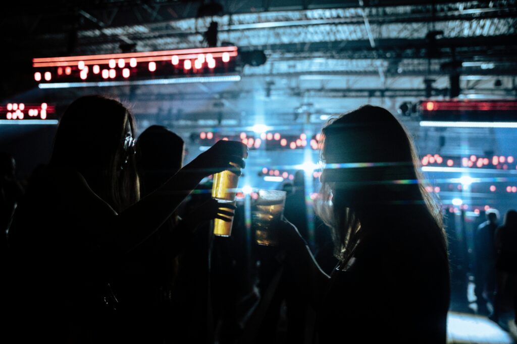 People drinking in the event